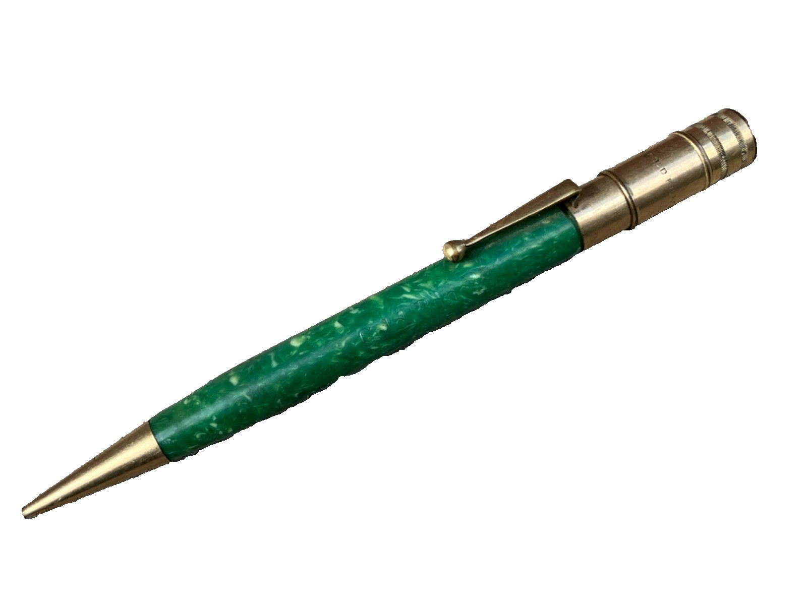 VTG GOLD BOND STONITE JADE COLORED MECHANICAL PENCIL 14 K GOLD FILLED