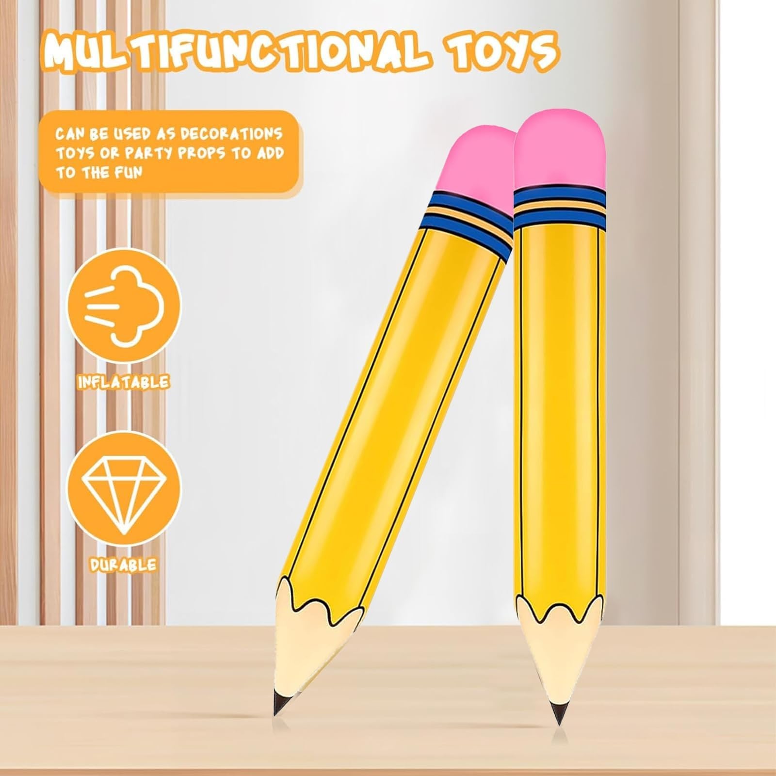 Giant Pencil Balloons Back to Decorations 27’’ Inflatable Yellow Pencil Ballo…