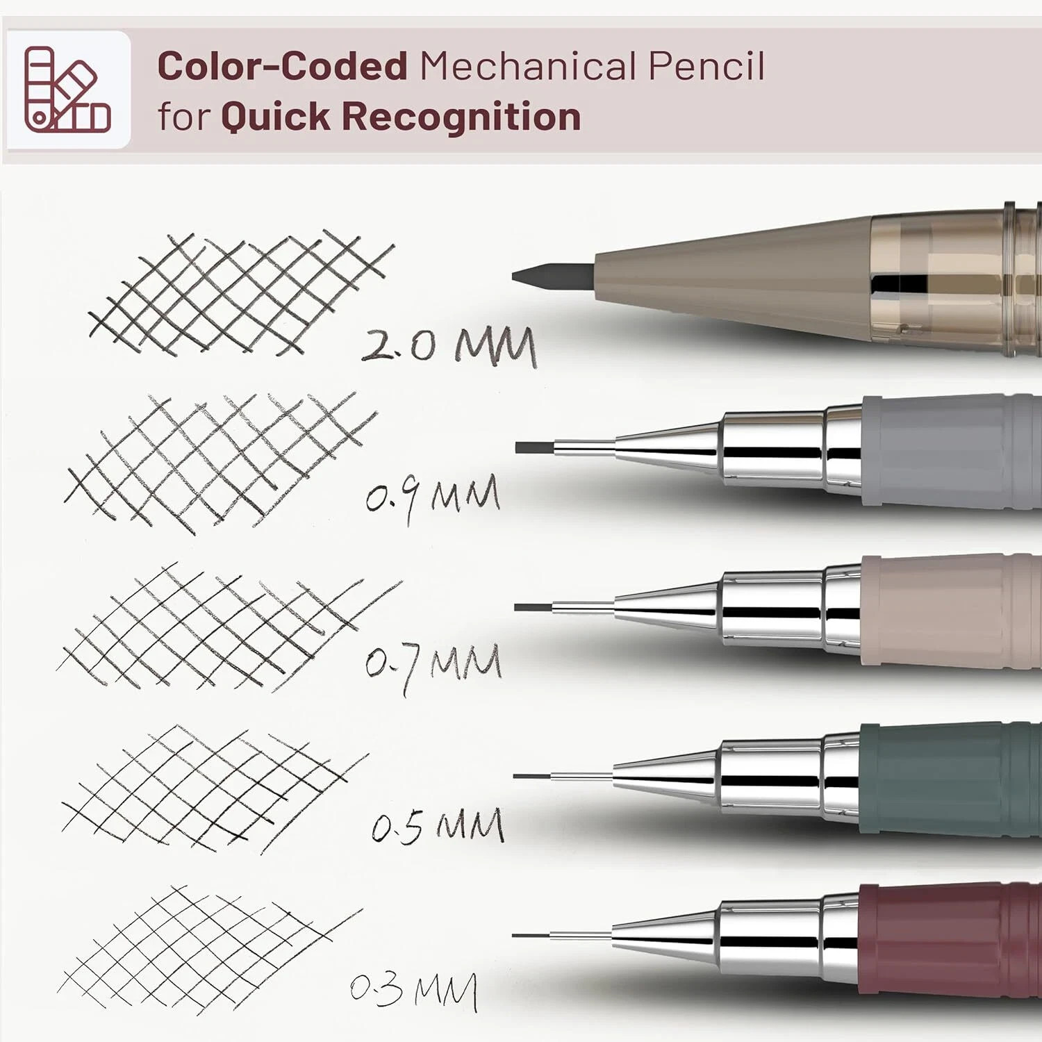 Mechanical Pencil Set with Leads and Eraser Refills, 5 Sizes – 0.3, 0.5, 0.7, 0.