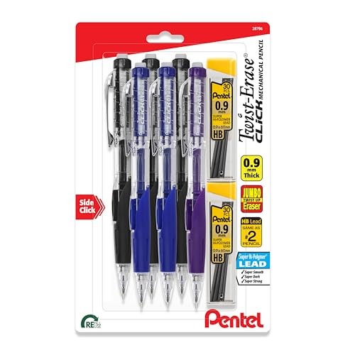 Twist-Erase Click Mechanical Pencil, (0.9mm), Pack of 6 Lead Size 0.9mm