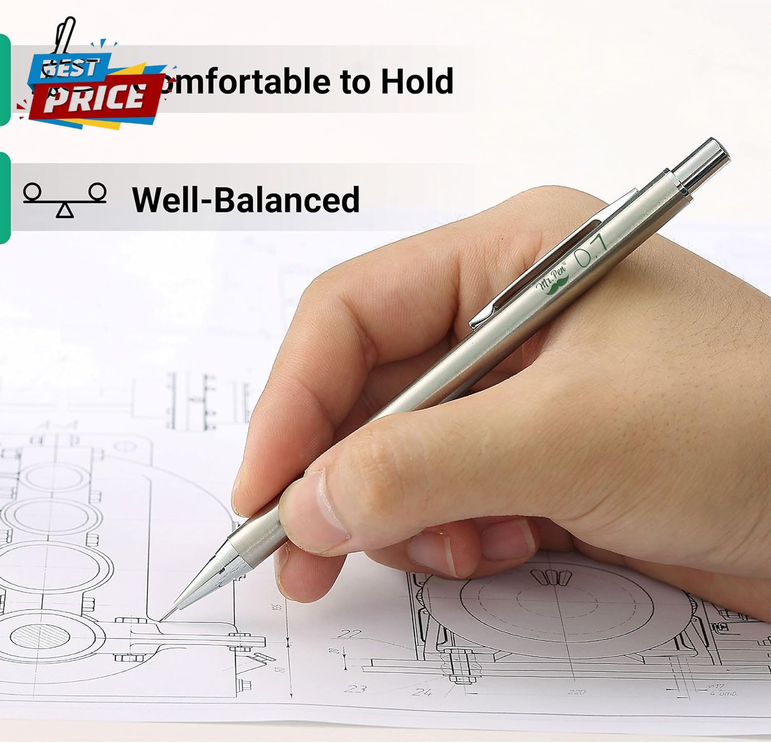 – Metal Mechanical Pencils, 0.7Mm, 2 Pack, Lead Pencil, Mechanical Pencil Metal