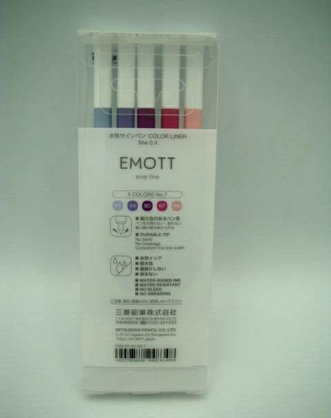 Uni Mitsubishi Pencil EMOTT Color Liner Fine 0.4 5 Colors No.7 Retro Colors NEW