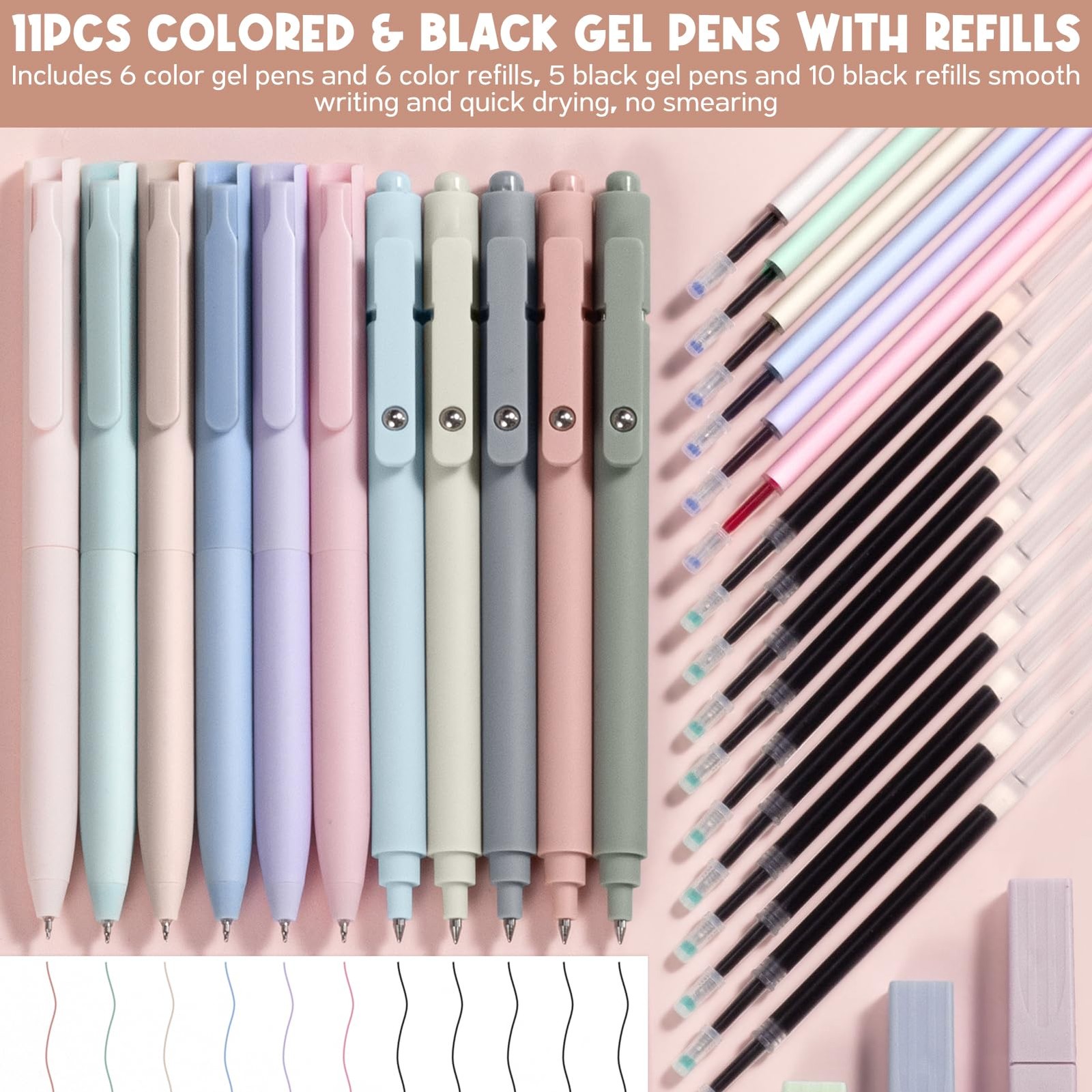 Aesthetic School Supplies 65-Piece Set with Case Highlighters Pens Pencils