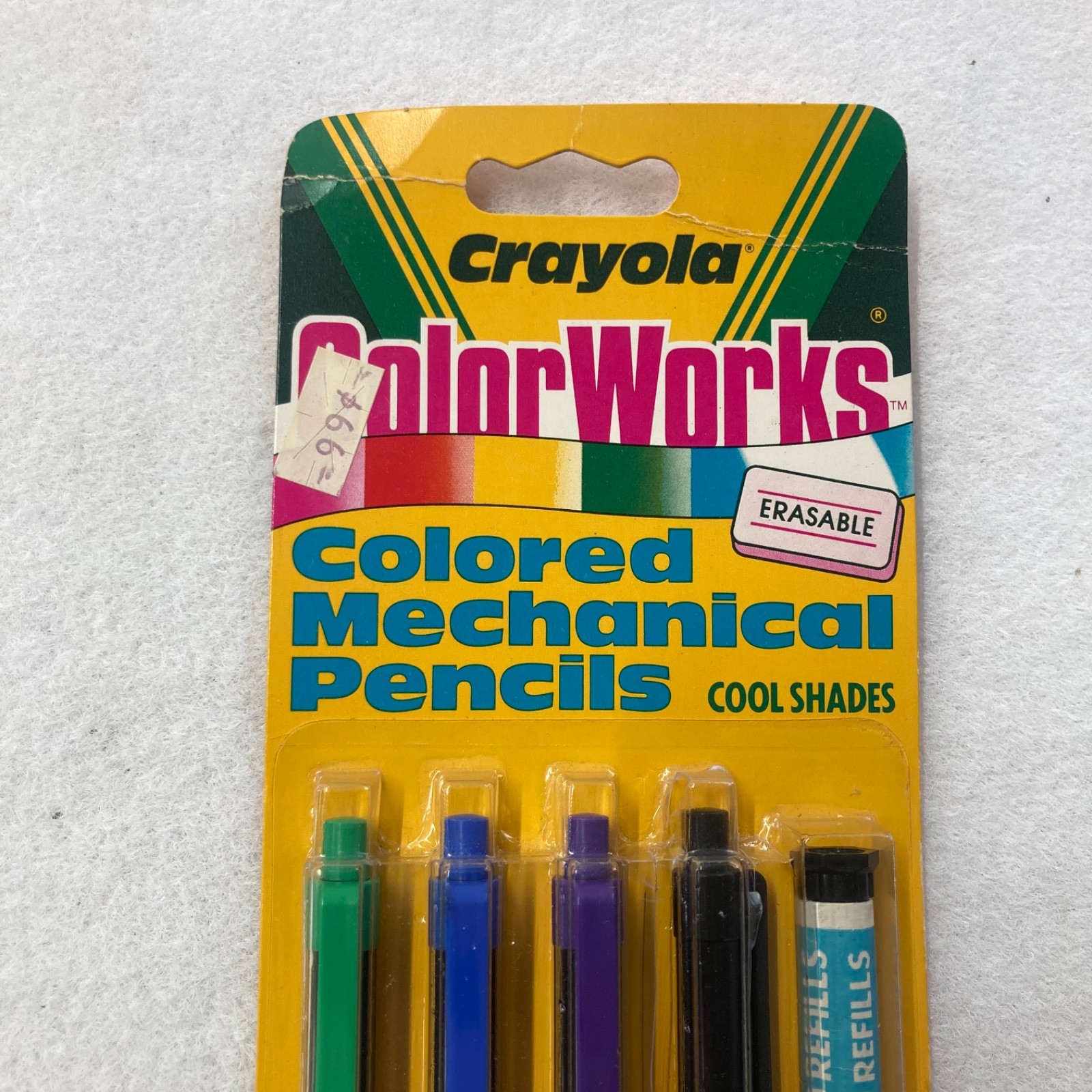 NOS Vintage 1988 Crayola Color Works Cool Shade Erasable Mechanical Lead Pencils
