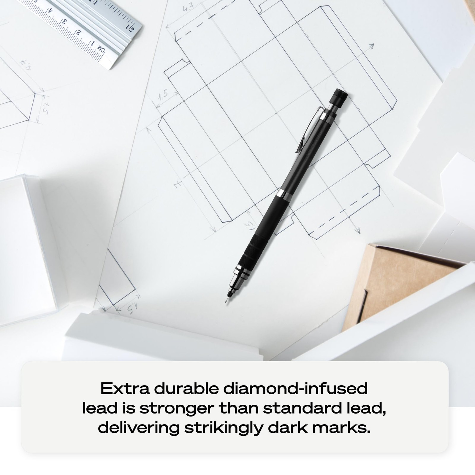 uniball Kuru Toga Elite Mechanical Pencil Starter Kit, 0.5mm, HB #2, Silver