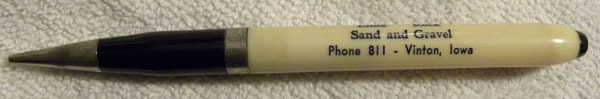 Vintage Norman Taylor Rock,Sand,Gravel, VINTON, Iowa IA Mechanical PENCIL