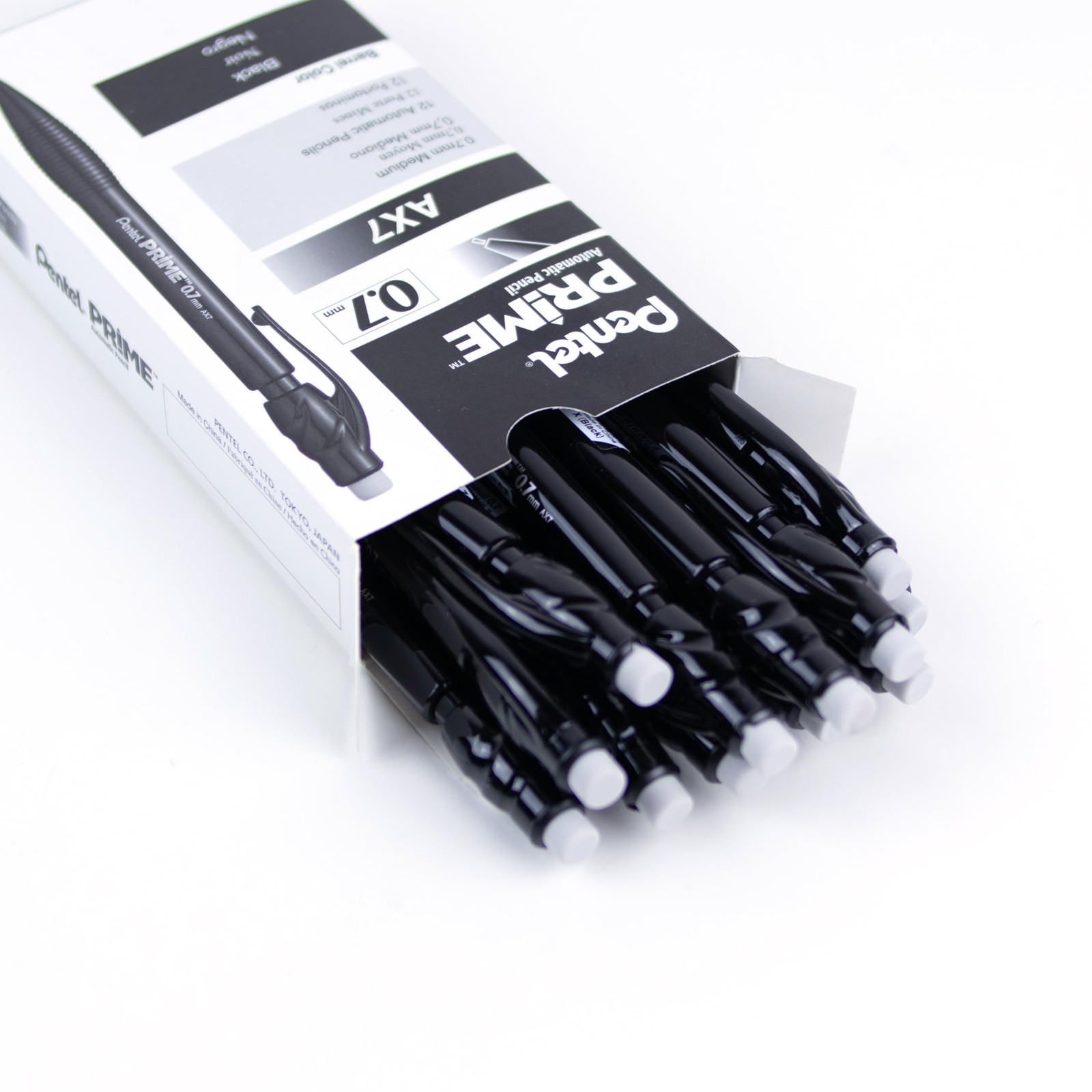 Pentel Prime Mechanical Pencil 0.7mm, Black 12 Count (Pack of 1),