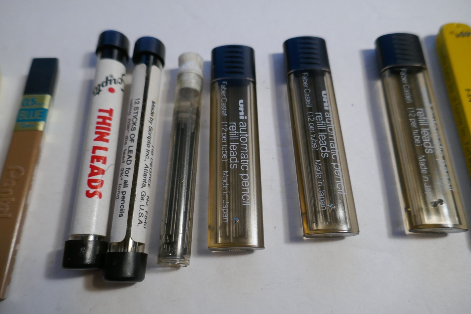 Vintage Lot Pencil Leads Eversharp Scripto Pentel Plastic and Metal Containers