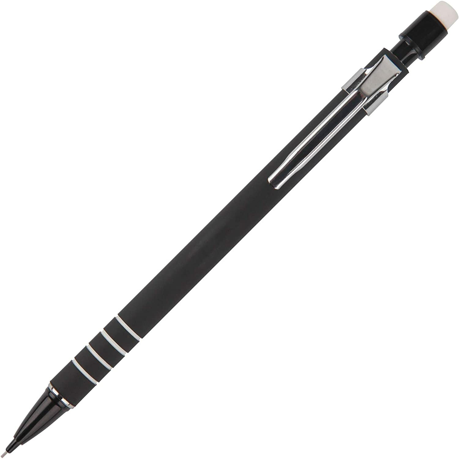 Integra Rubber Barrel 0.7 mm Mechanical Pencil, Black Rubber Barrel, 3 Dozen