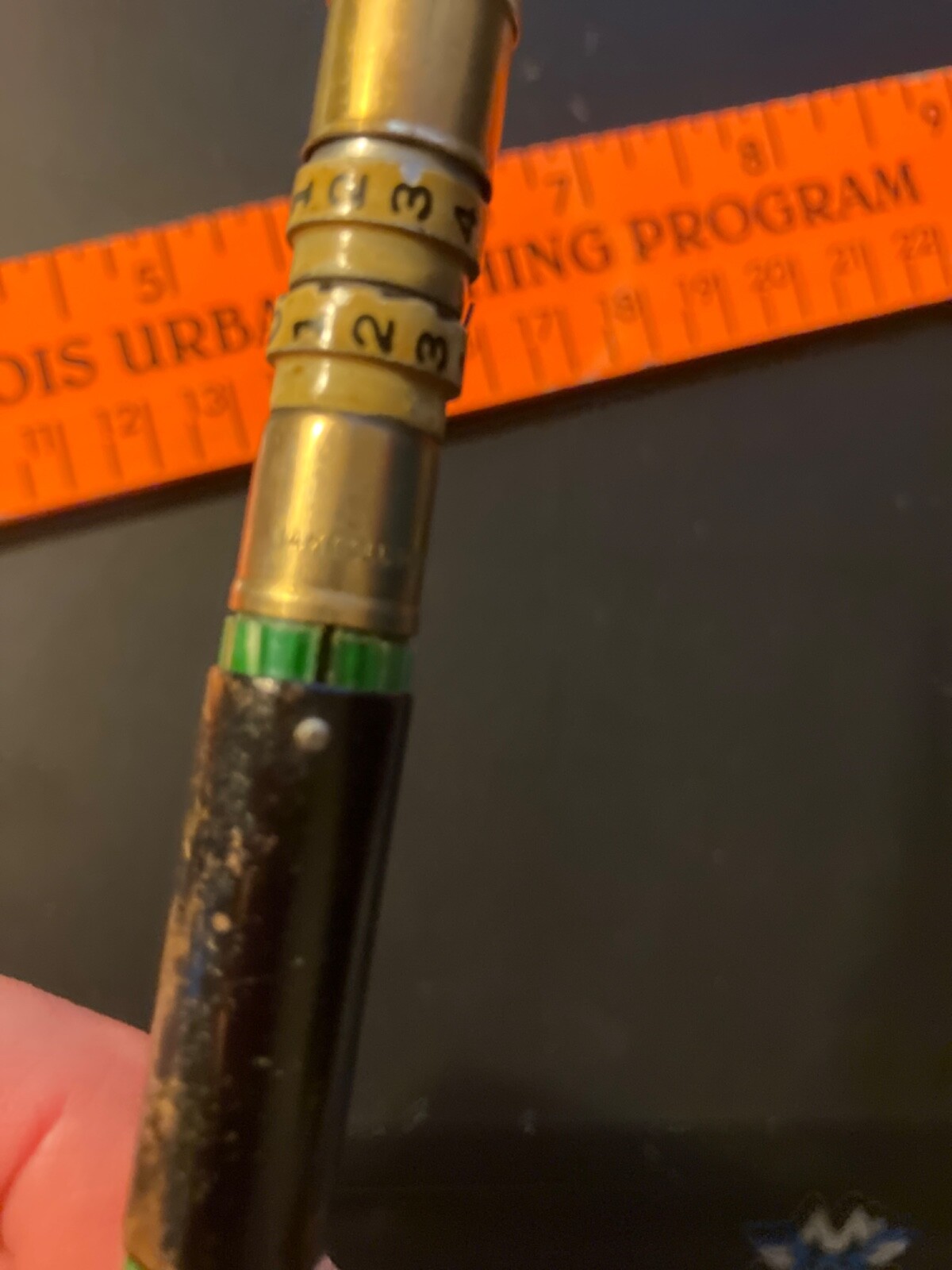 Mechanical Pencil 14K Gold Green/black white w/calculator math function & Lead