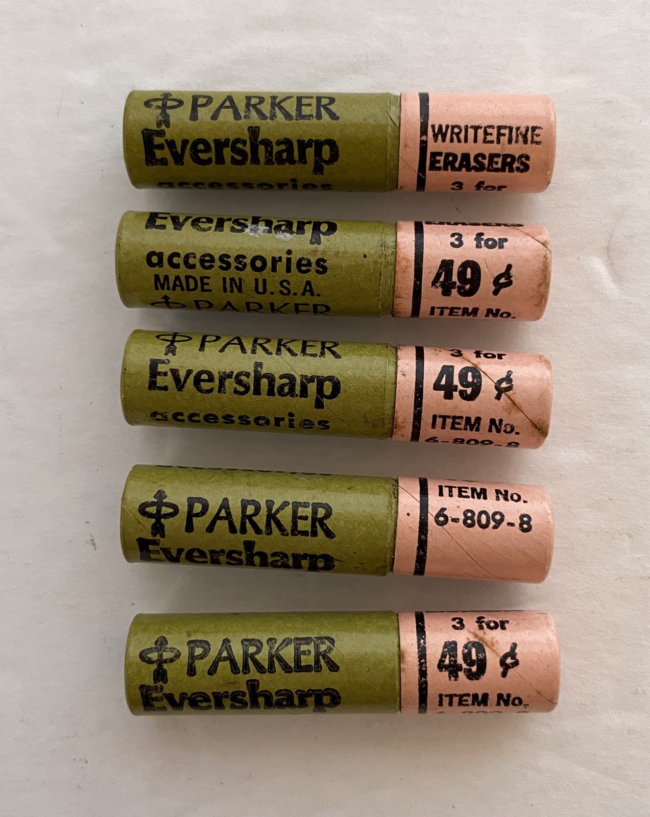 Vintage Parker Eversharp Writefine Eraser Refills 6-809-8 NOS Made in USA Lot 5