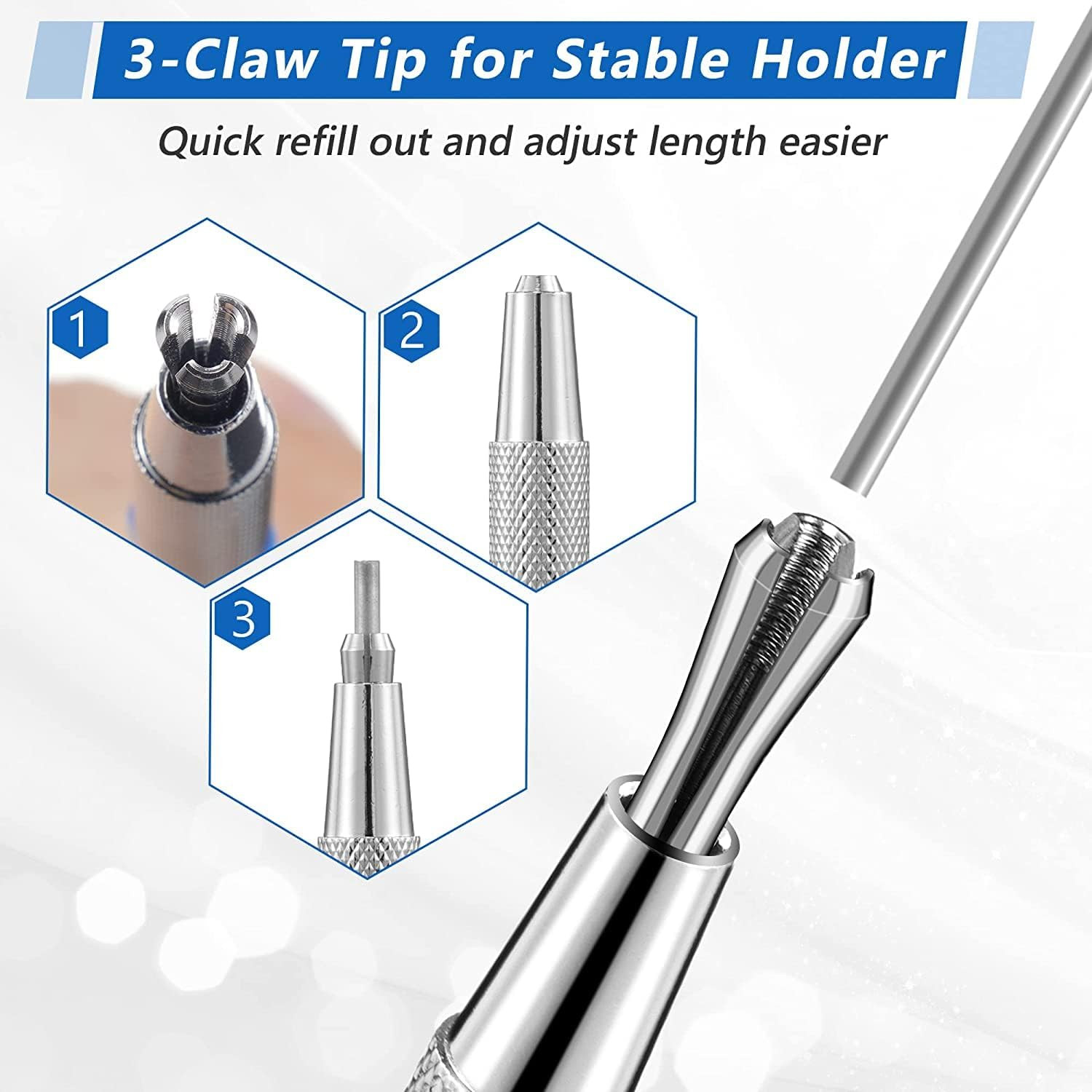 2 Pcs Welders Pencil with 24 Pcs Silver round Refills, Mechanical Pencils Metal
