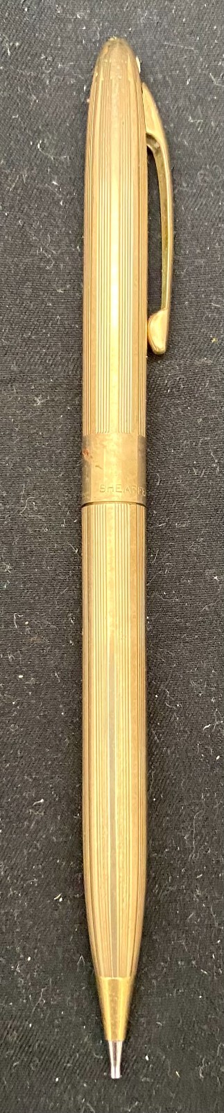 VTG USA SHEAFFER CREST ELECTROPLATED GOLD MECHANICAL PENCIL, WHITE DOT, c1995 g