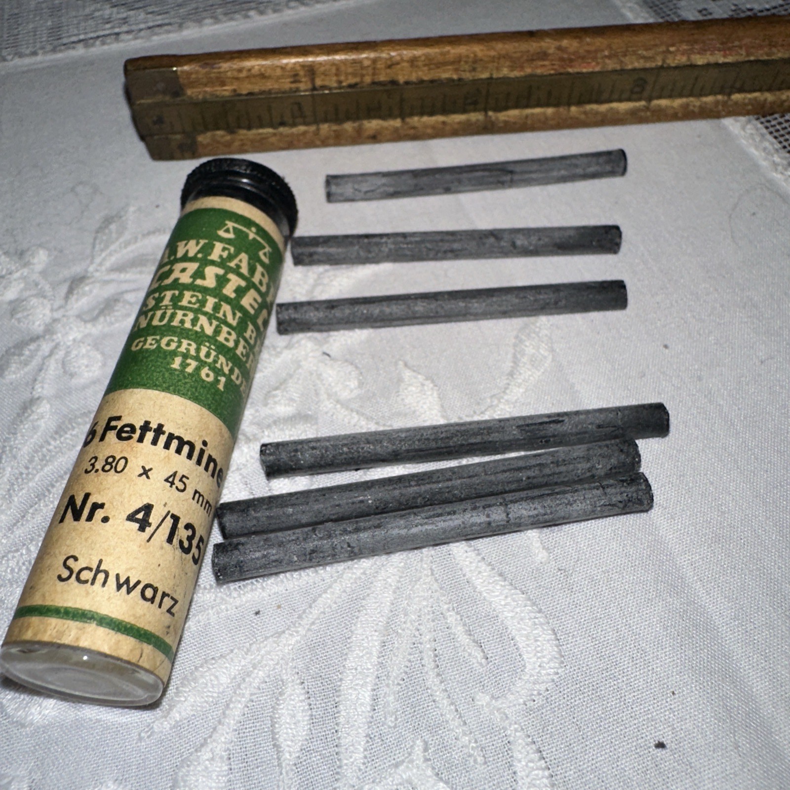 Vintage A. W. Faber Castell NOS 6pk Tube 3.8 X45mm Mechanical Pencil Lead 1-3/4″