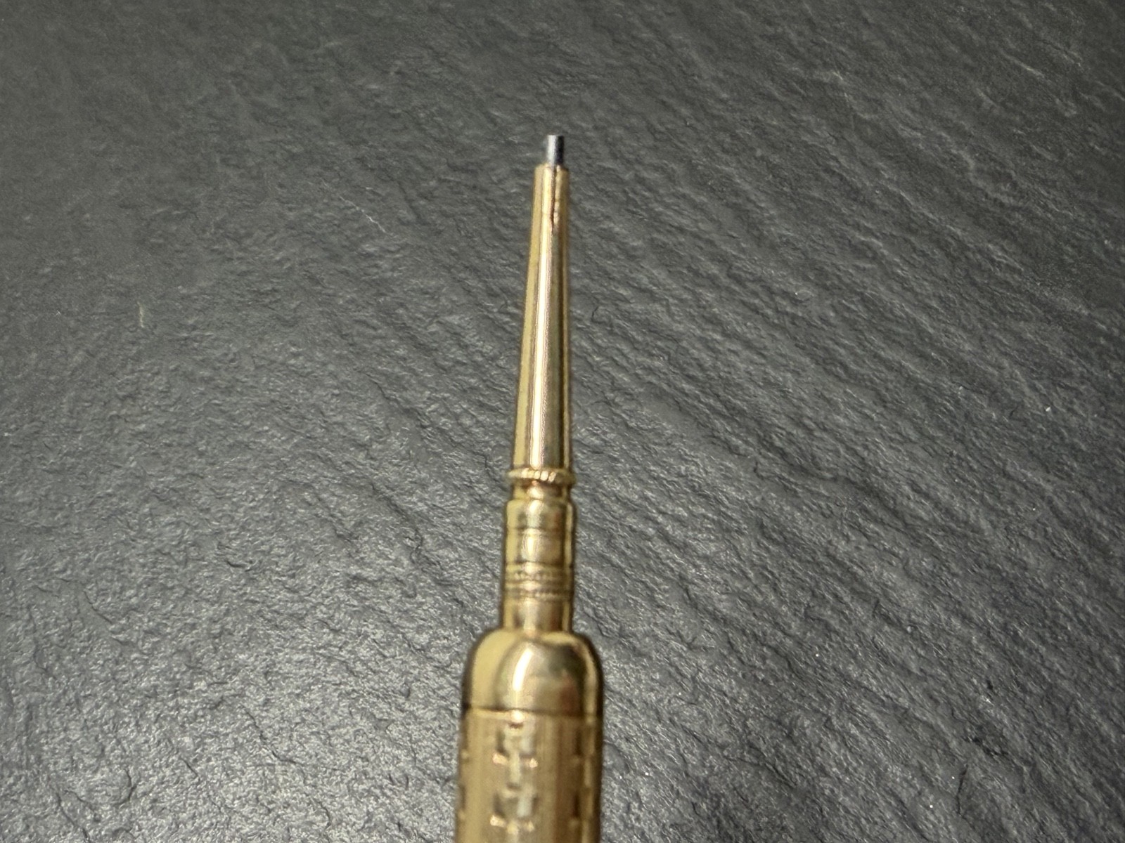 ANTIQUE GOLD FILLED TELESCOPING MECHANICAL PENCIL WITH LOOP, MONOGRAM N1006