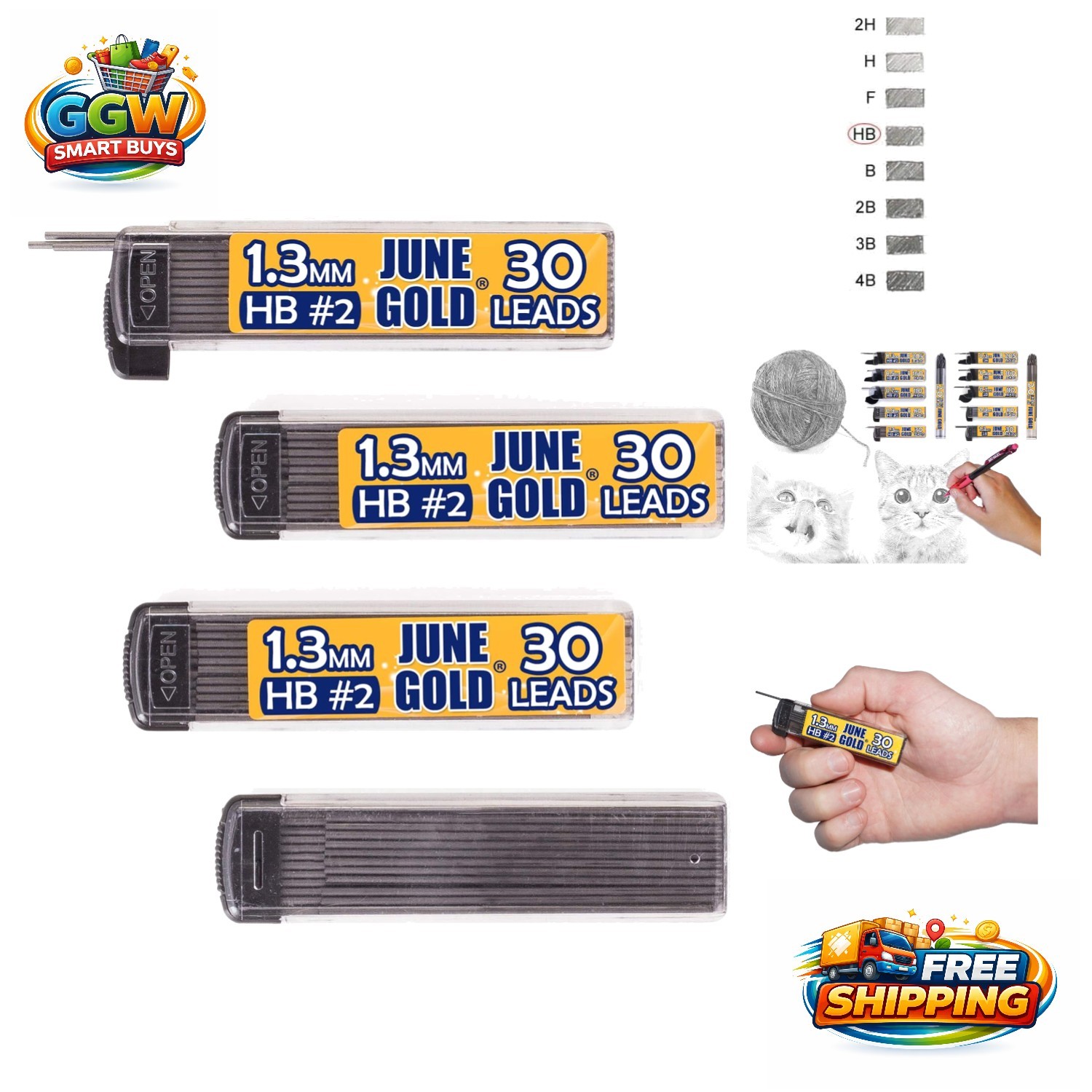 120 HB Graphite Lead Refills, 1.3 mm, Break Resistant – Pack of 4 Dispensers