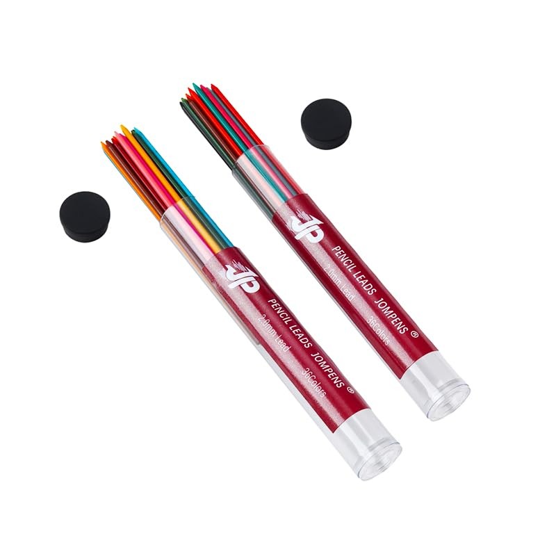 JOMPENS 36-Pack 90 mm 2.0mm Mechanical Pencil Lead Refills in Assorted Colour…