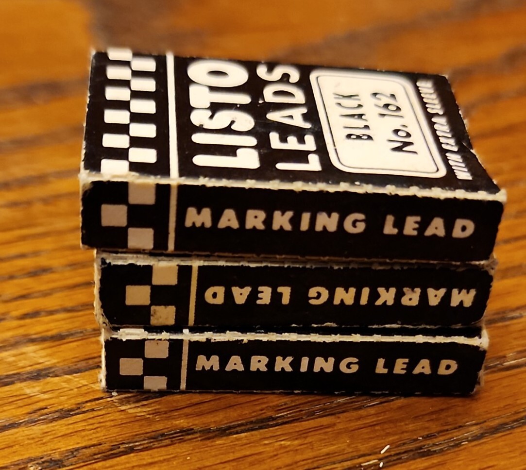 Vintage LISTO Pencil Corporation 4mm Black No. 162 Marking Lead 3 Packages NOS