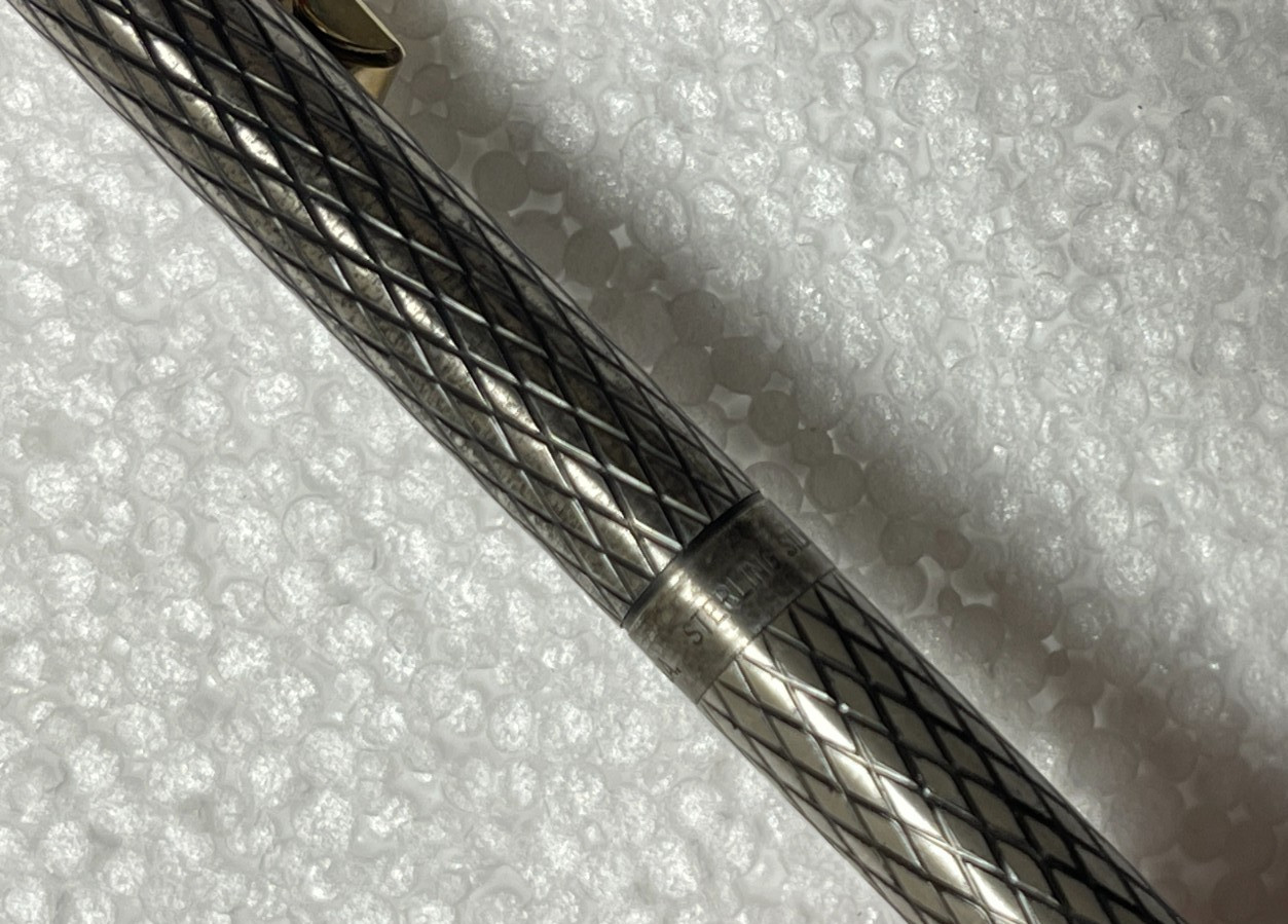 Vintage Sheaffer Imperial Sterling Silver Diamond Grid Mechanical Pencil Working