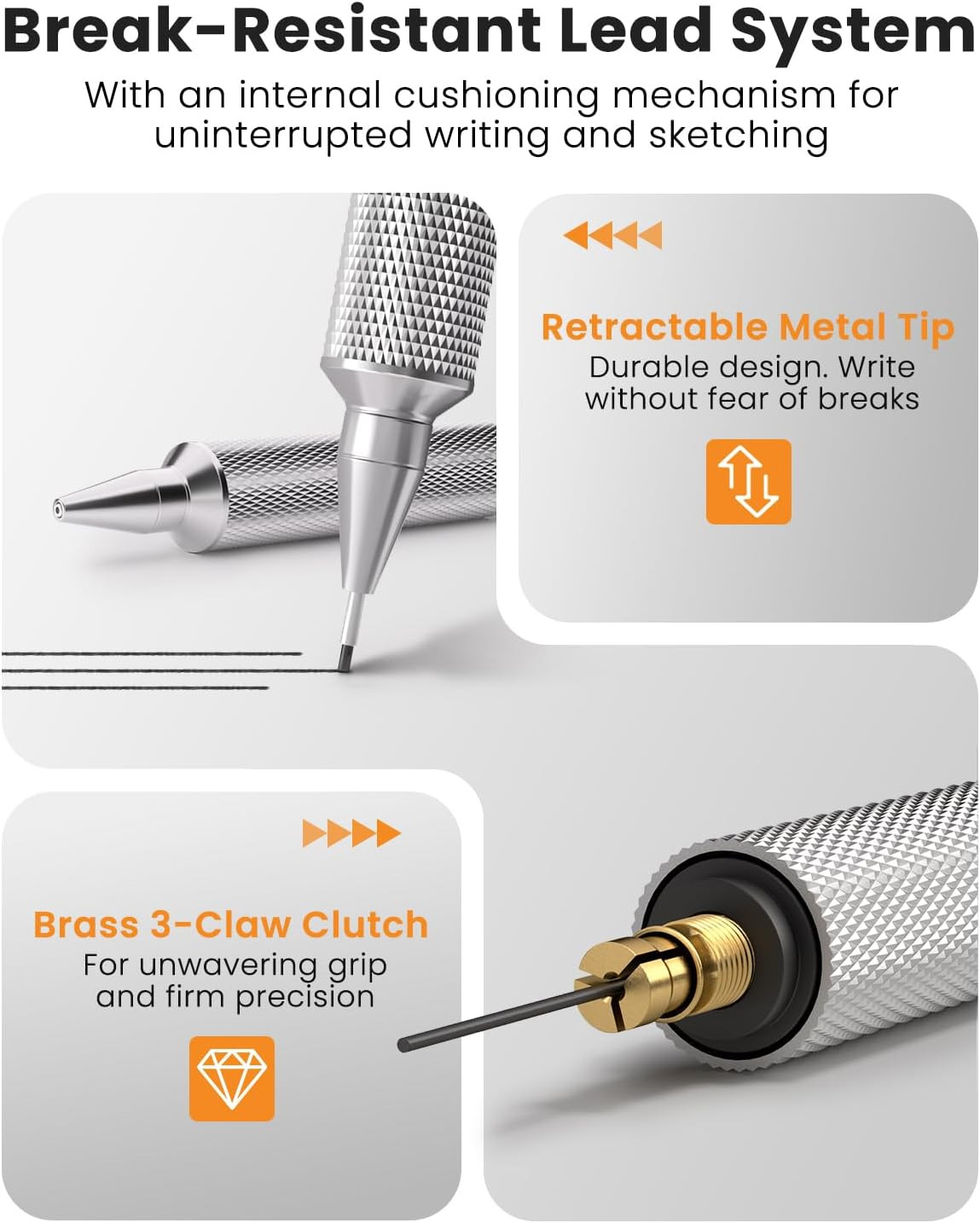 0.5mm Mechanical Pencil, Metal Art & Drafting Pencil with Eraser and 60 HB Le…