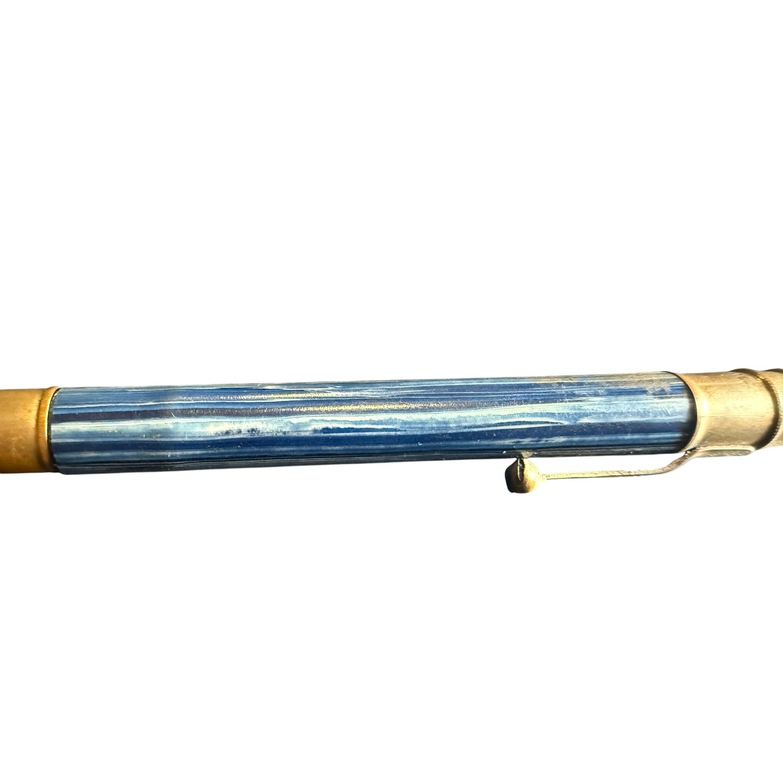 Vintage MCM Mechanical Pencil 14K GF Clip Gold Plated Blue Marbled Celluloid