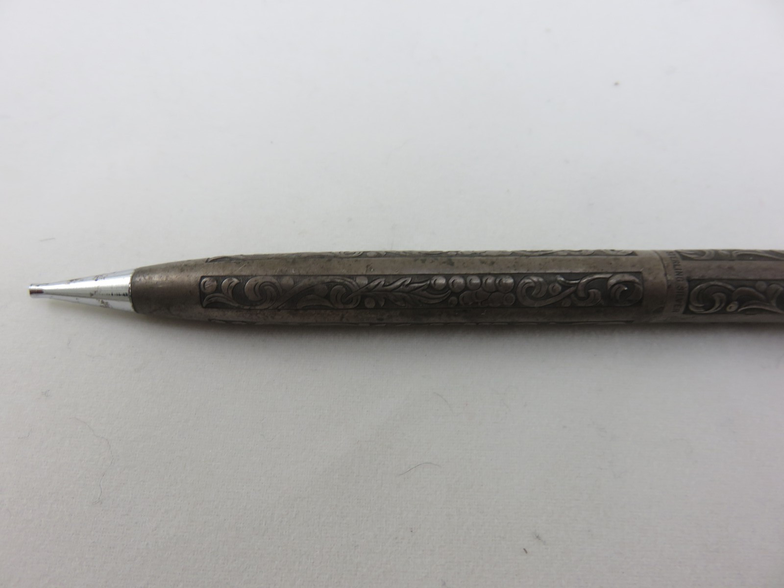 Scheaffer Sterling Silver Mechanical Pencil 5″L Grapevine Pattern Vintage USA