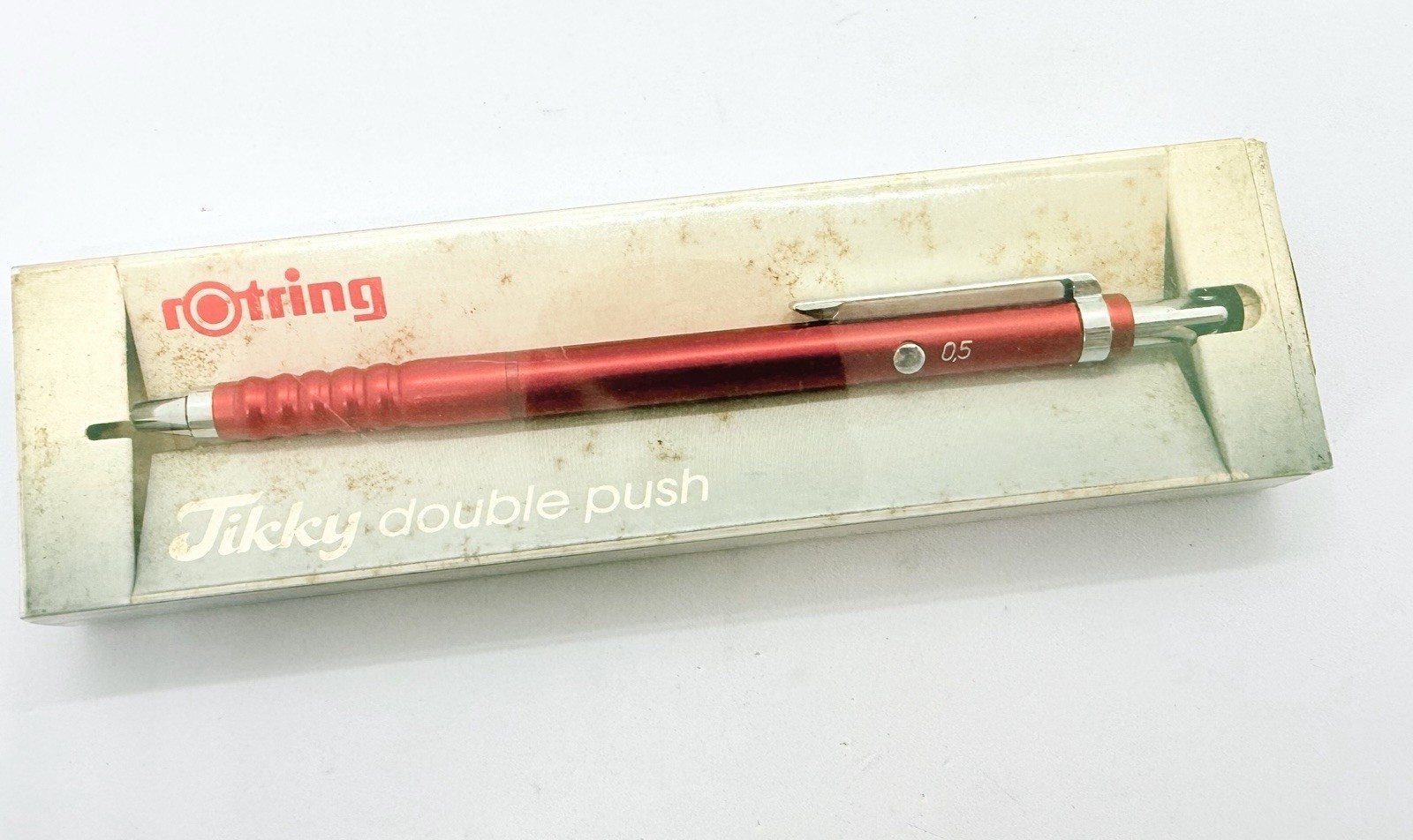 NOS Rotring 502 180 Red Tikky Metallic Metal Double Push mechanical pencil Box