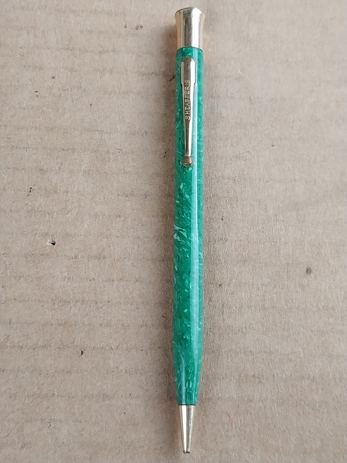 1920s Sheaffer’s Jade Green Life Time Mechanical Pencil Gold Trim Works