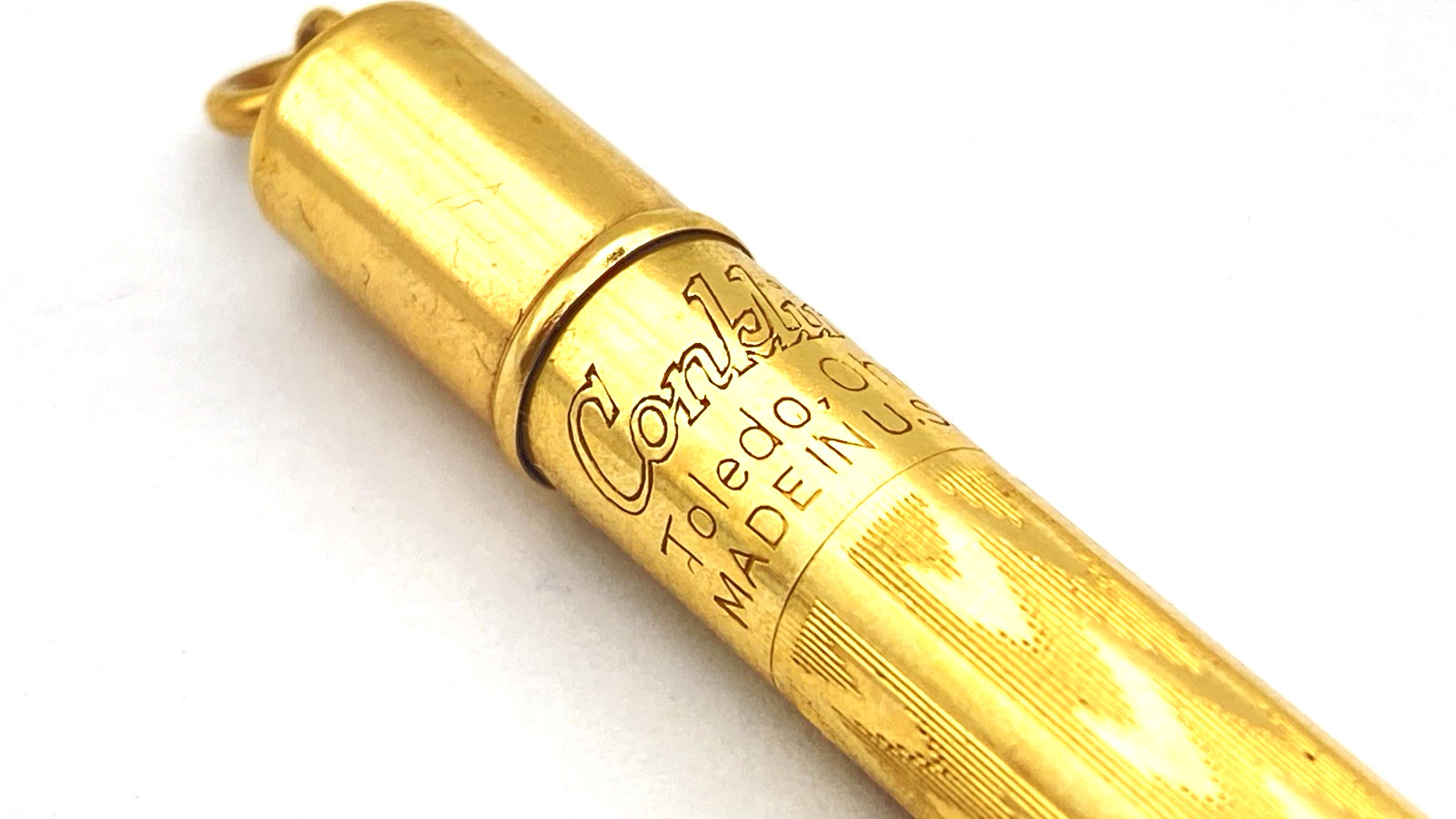 VINTAGE CONKLIN RING TOP PENCIL IN ROLLED GOLD CHECK PATTERN MADE IN USA