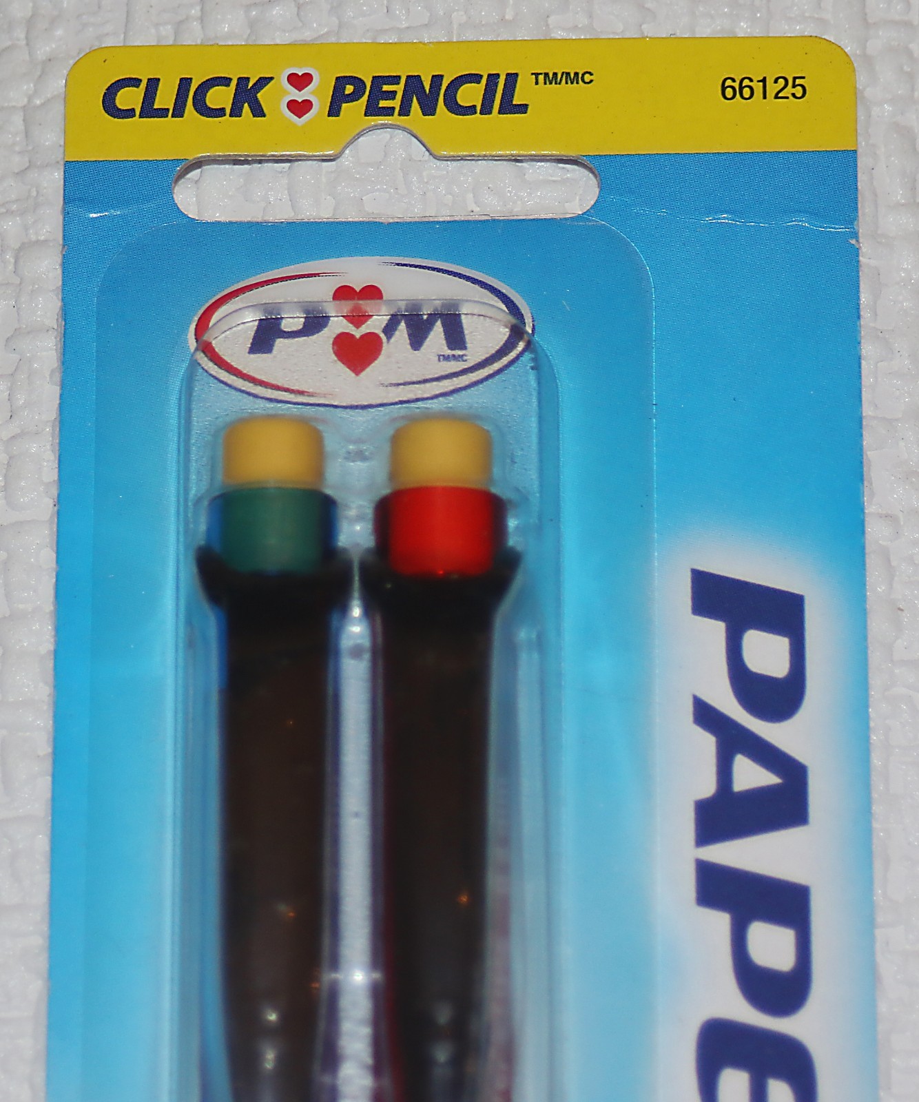 PAPER MATE Vintage Clickster Grip Mechanical Pencils 0.5mm Red Blue 2-Pack NOS