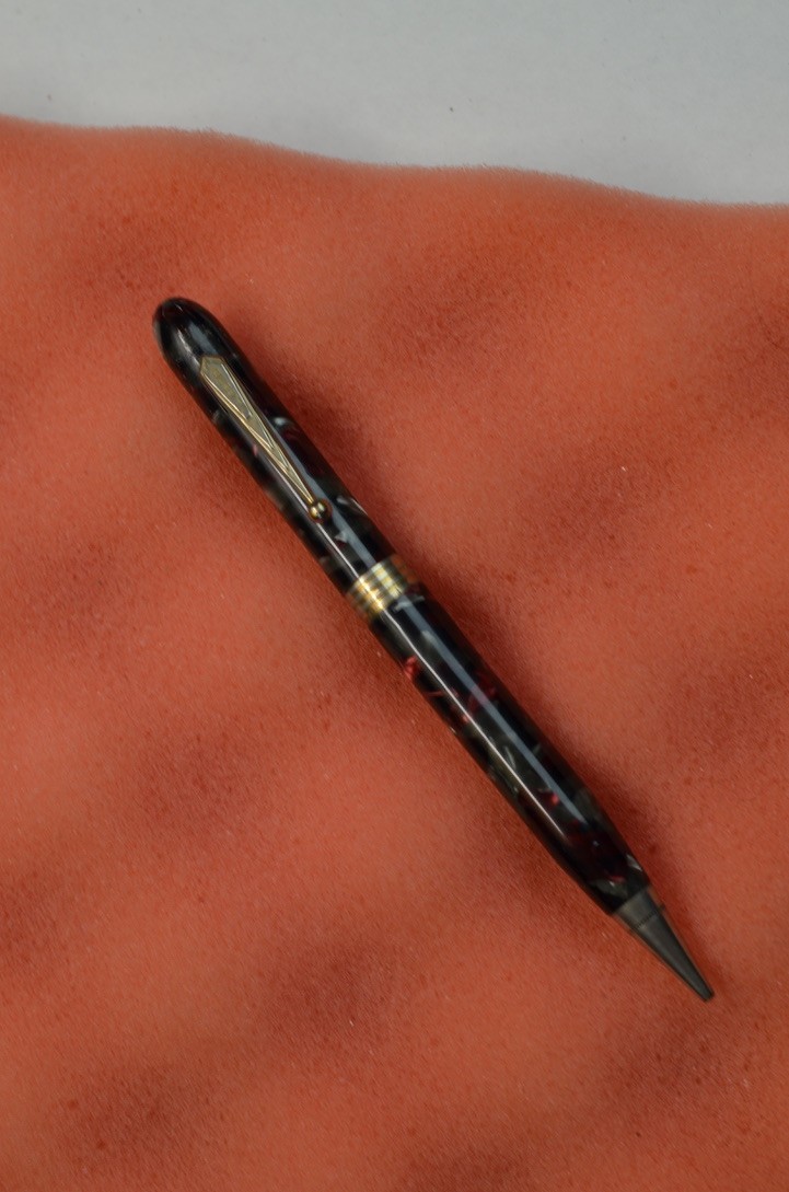 vintage fountain pencil Majestic black gray red marble