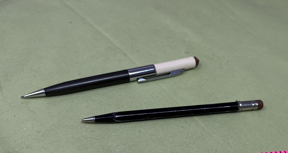 Pair Of Vintage Scripto Mechanical Pencils Collectible Writing Tools Pocket Clip