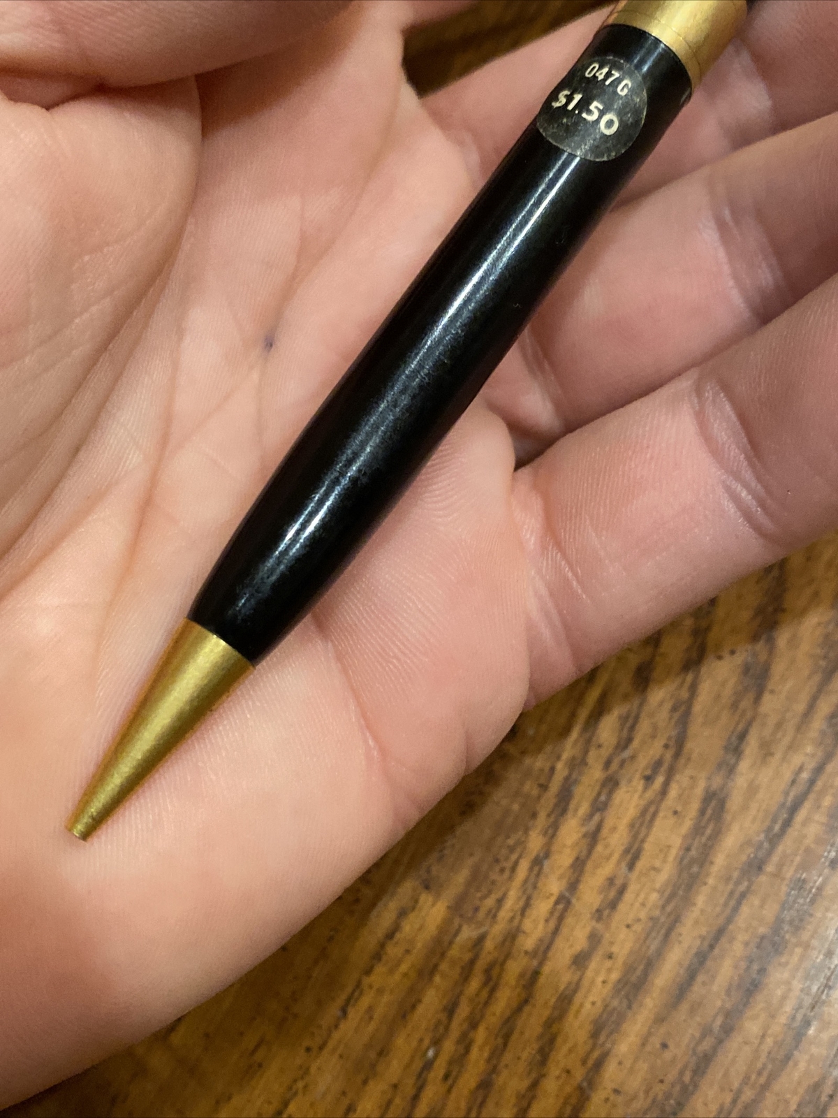 Vtg VENUS 047 G Mechanical Twist Pencil Black w Gold Tone Accents Original Label