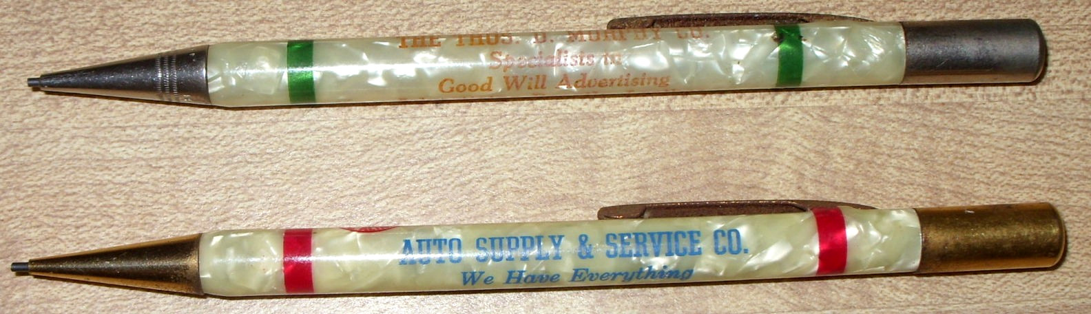 LOT OF 2 VINTAGE SALESMAN SAMPLE MECHANICAL ADVERTISING PENCILS