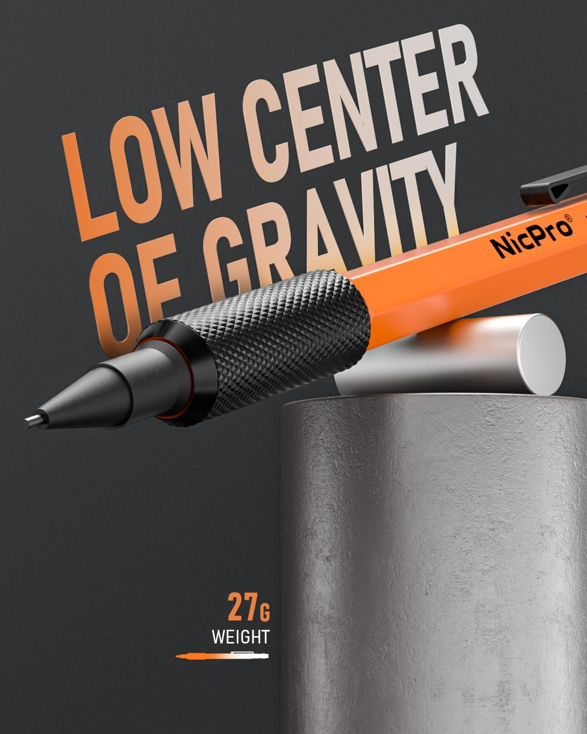 1.3 Mm Mechanical Pencils Set with Lead Refill Black & Colors, Eraser – Orange W