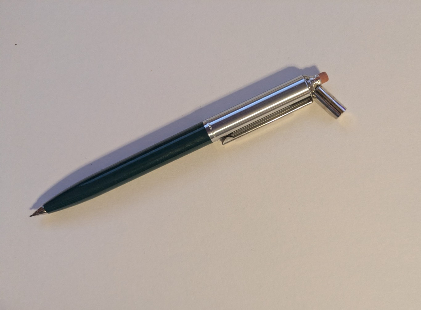 Vintage Chrome & Green Sheaffer Mechanical Click Pencil