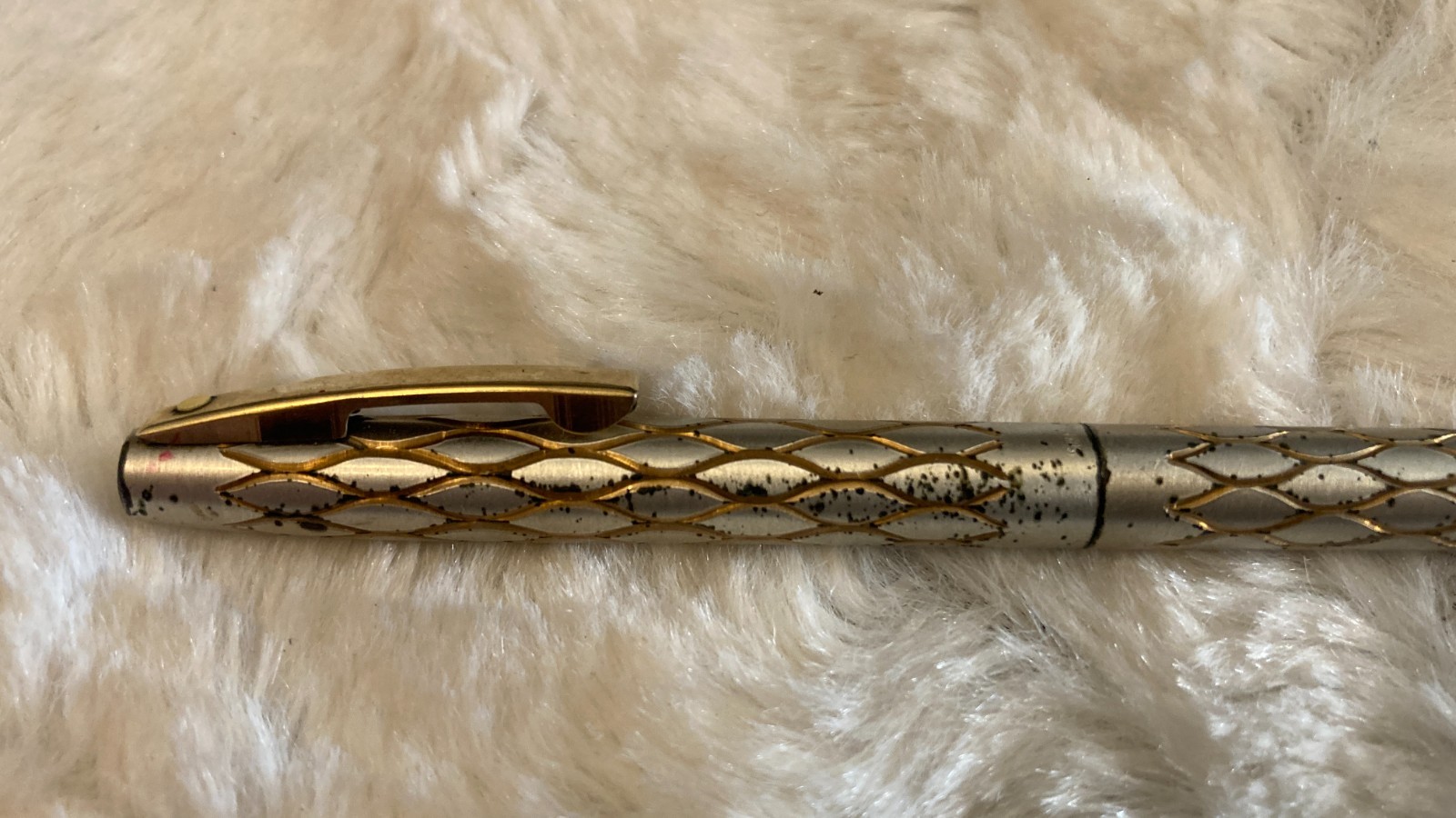 Vtg 1960s Lady Sheaffer Tulle Pattern Twist Mechanical Pencil Silver Gold Toned