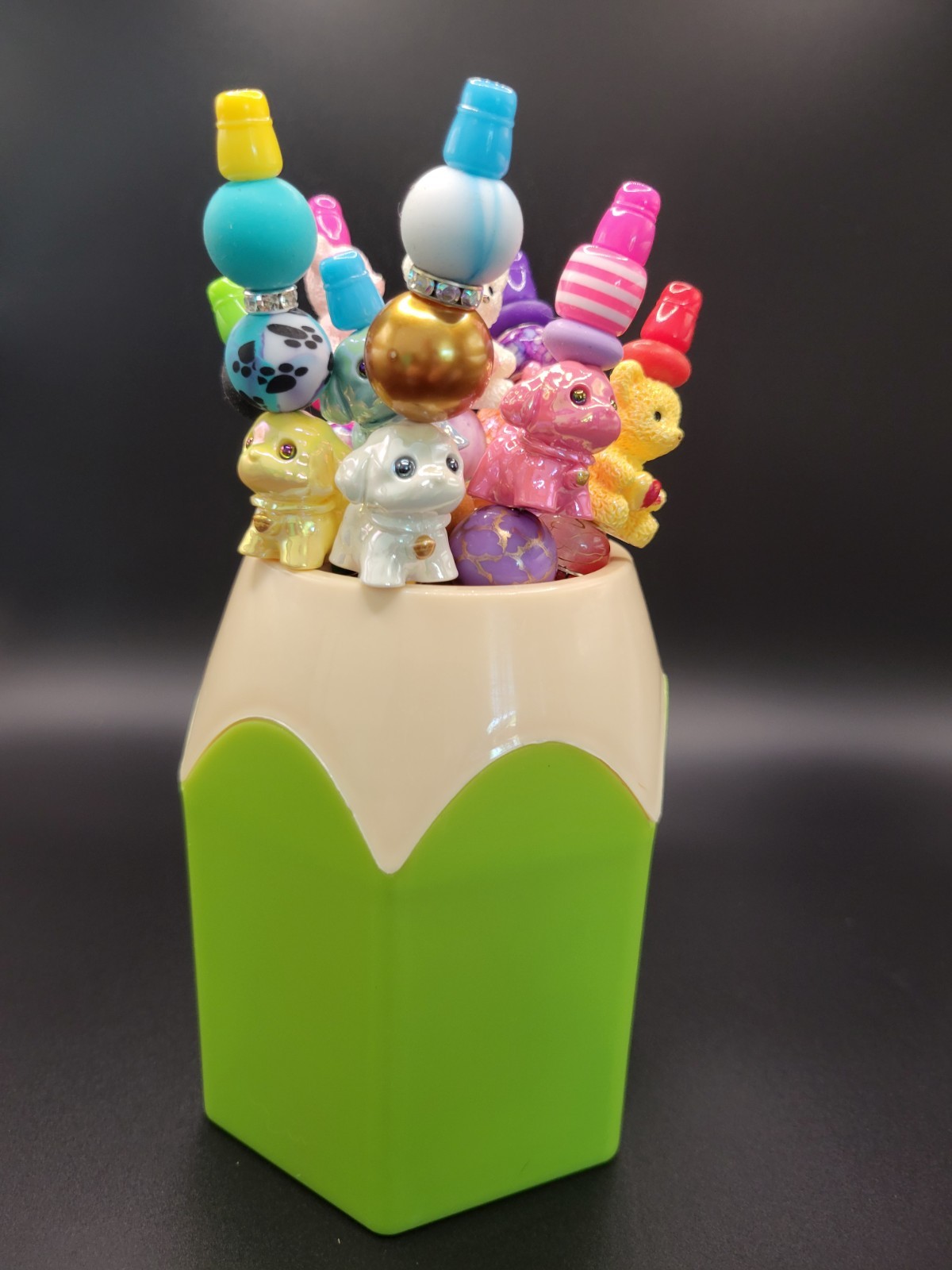 Lot 10 Beaded Dog And Teddy Bear Mechanical Pencils
