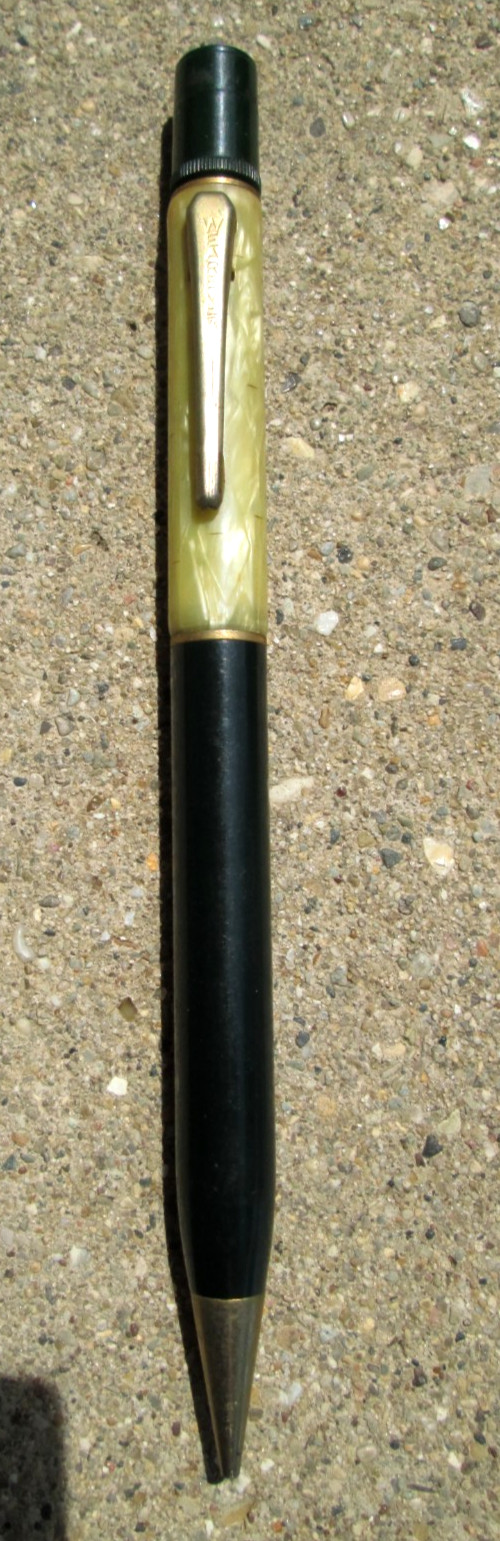 Wearever Cream Swirled and Black Celluloid Mechanical Pencil No Advertising