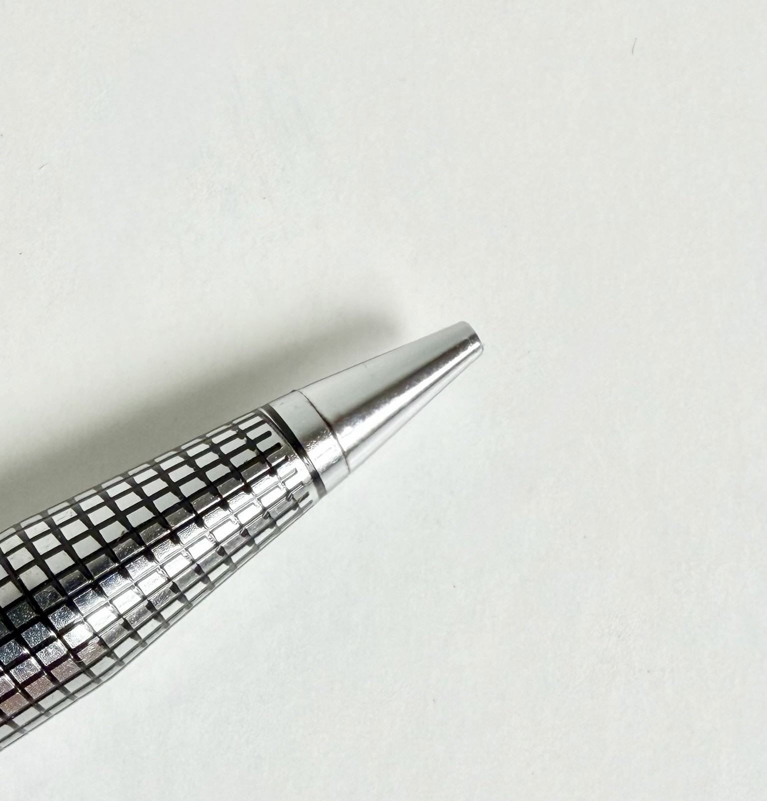 Vintage Centennial Mechanical Pencil Silver Tone Black Grid Pattern Excellent