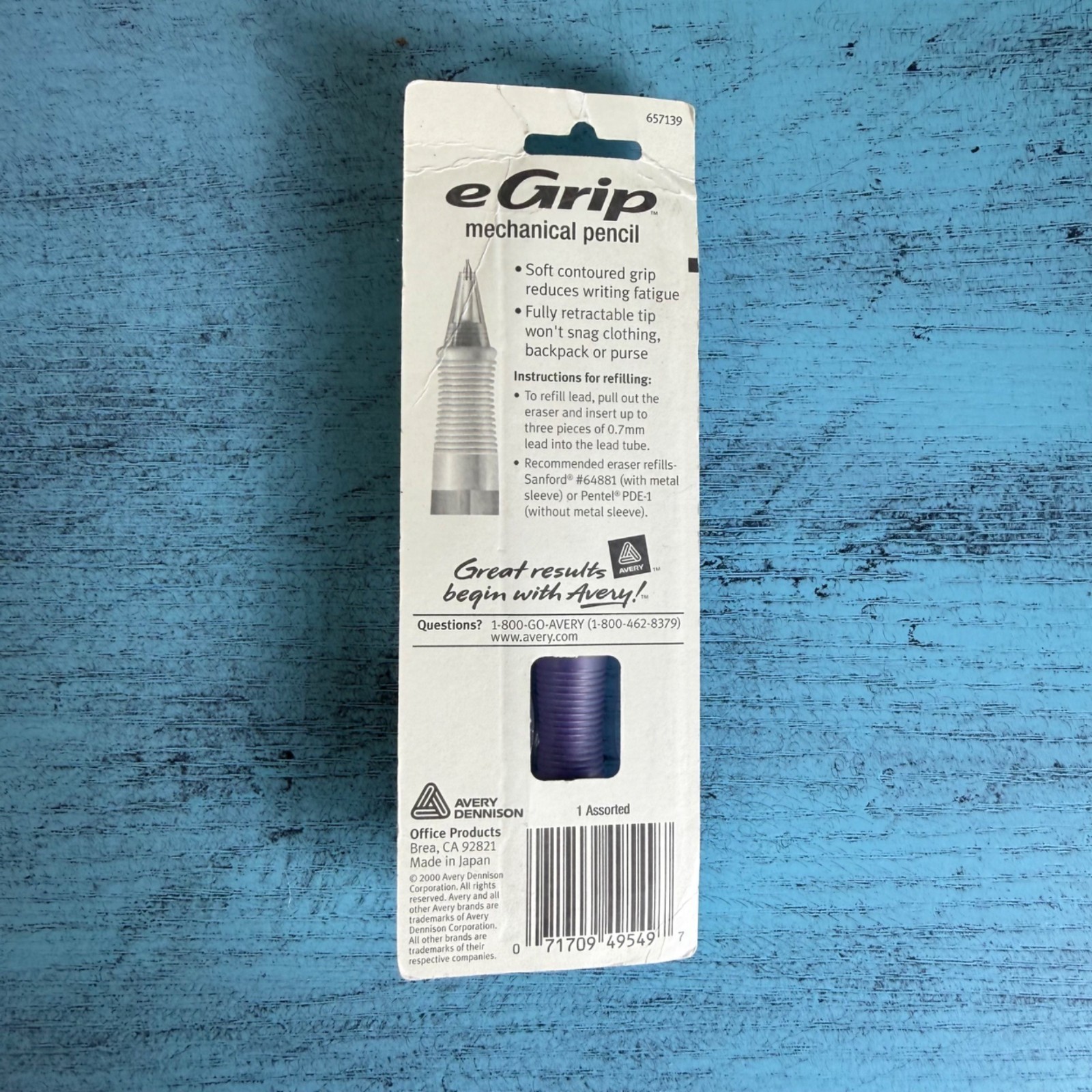 Avery eGrip Mechanical Pencil 0.7mm Purple Soft Contoured Grip Retractable Tip R