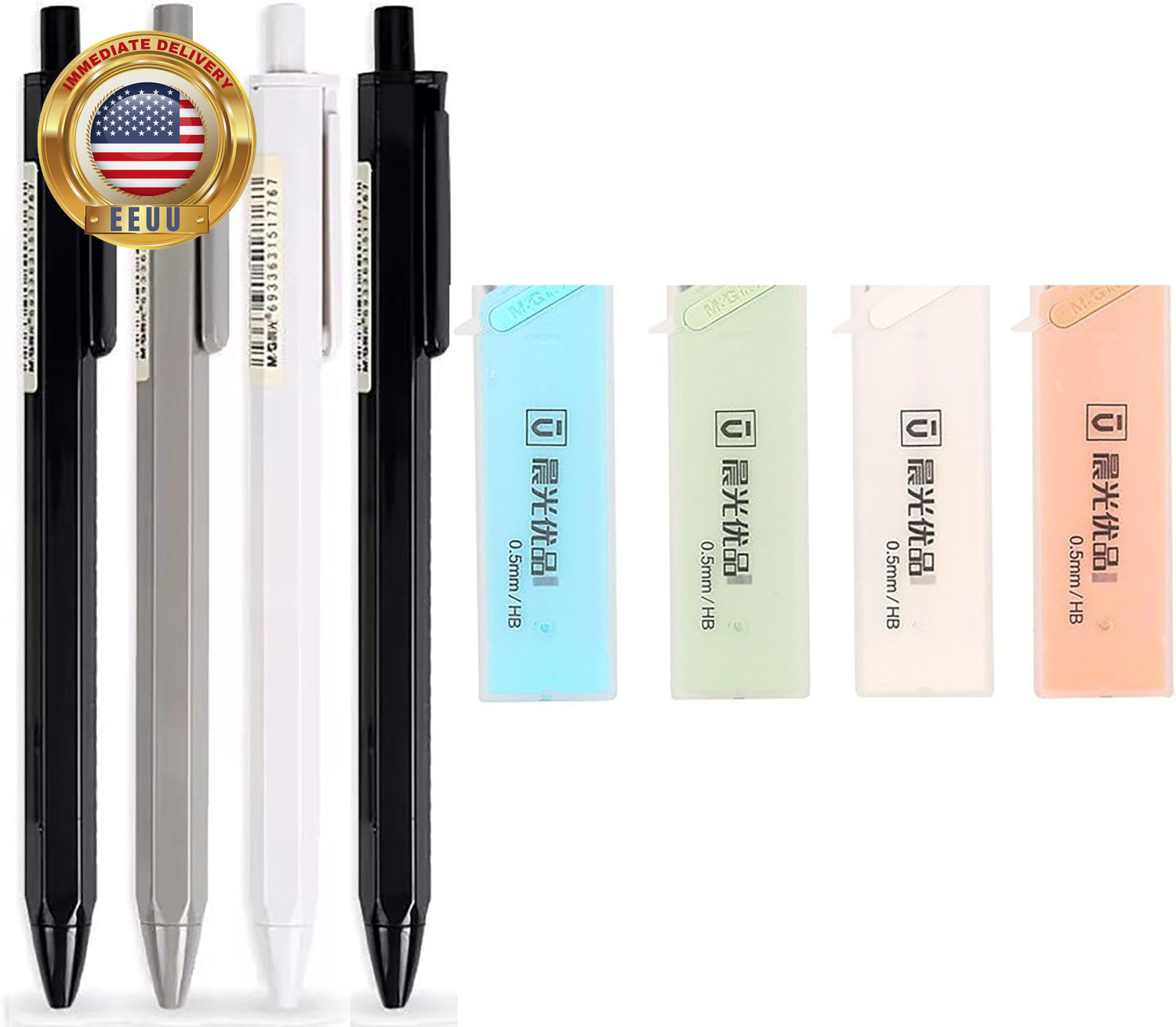 4 Pcs Mechanical Pencils with 80 Pcs Pencil Leads, 0.7Mm Pencil Leads and Random