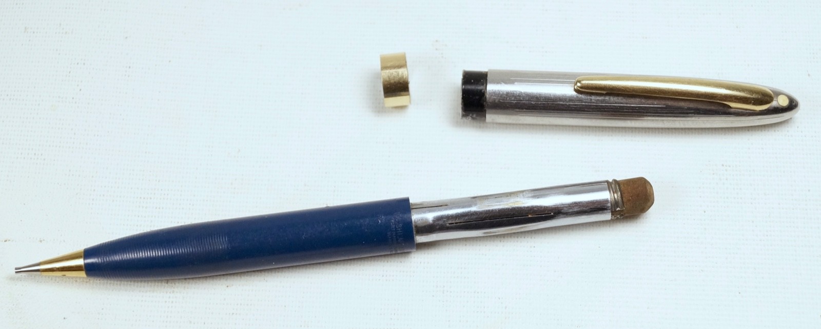 Sheaffer Sentinel Mechanical Pencil Blue Barrel Gold Filled Trim Loose Cap Ring