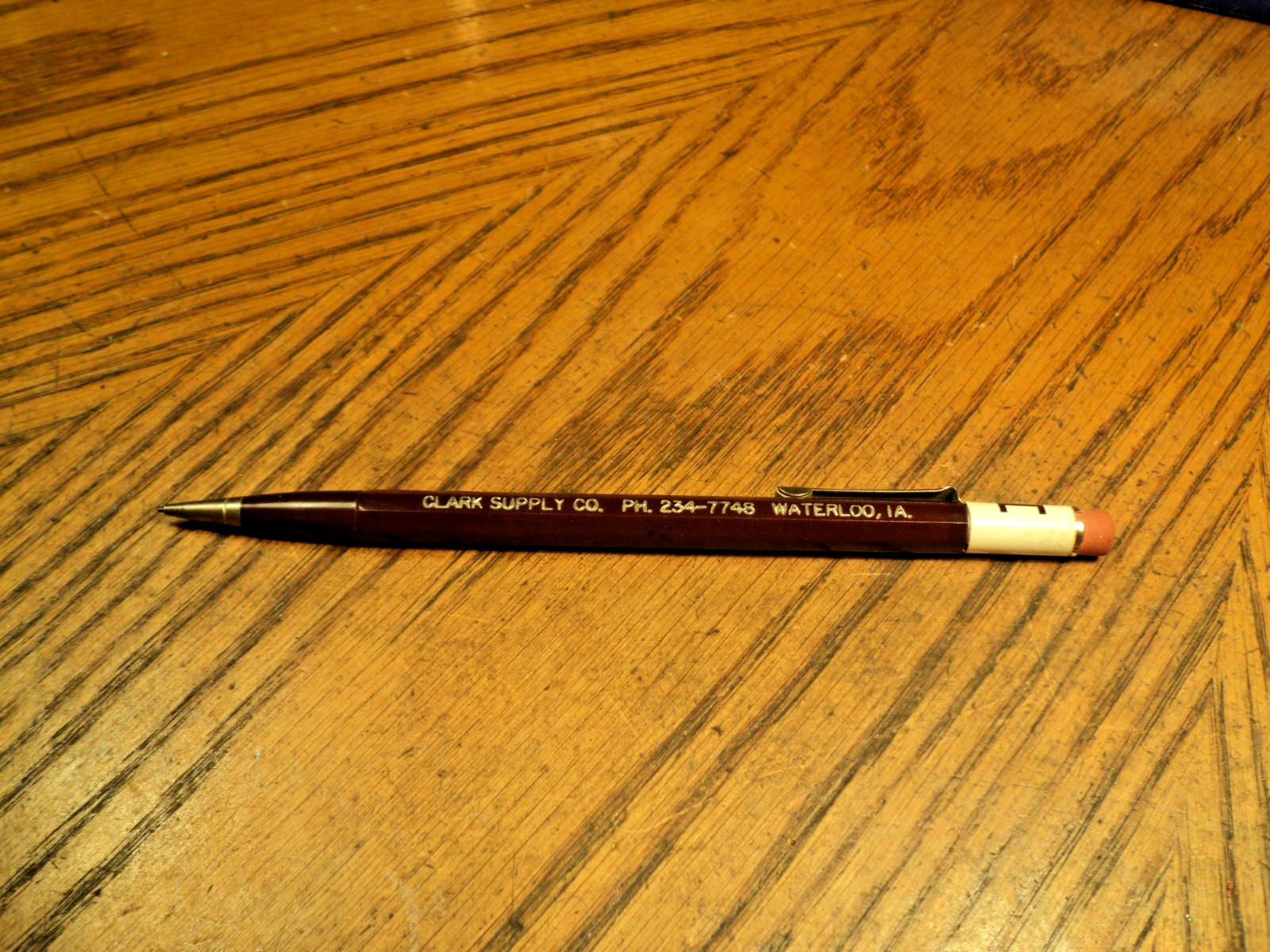 Vintage Durolite Mechanical Pencil Clark Supply Co Waterloo IA 5-5/8″ Long USA A